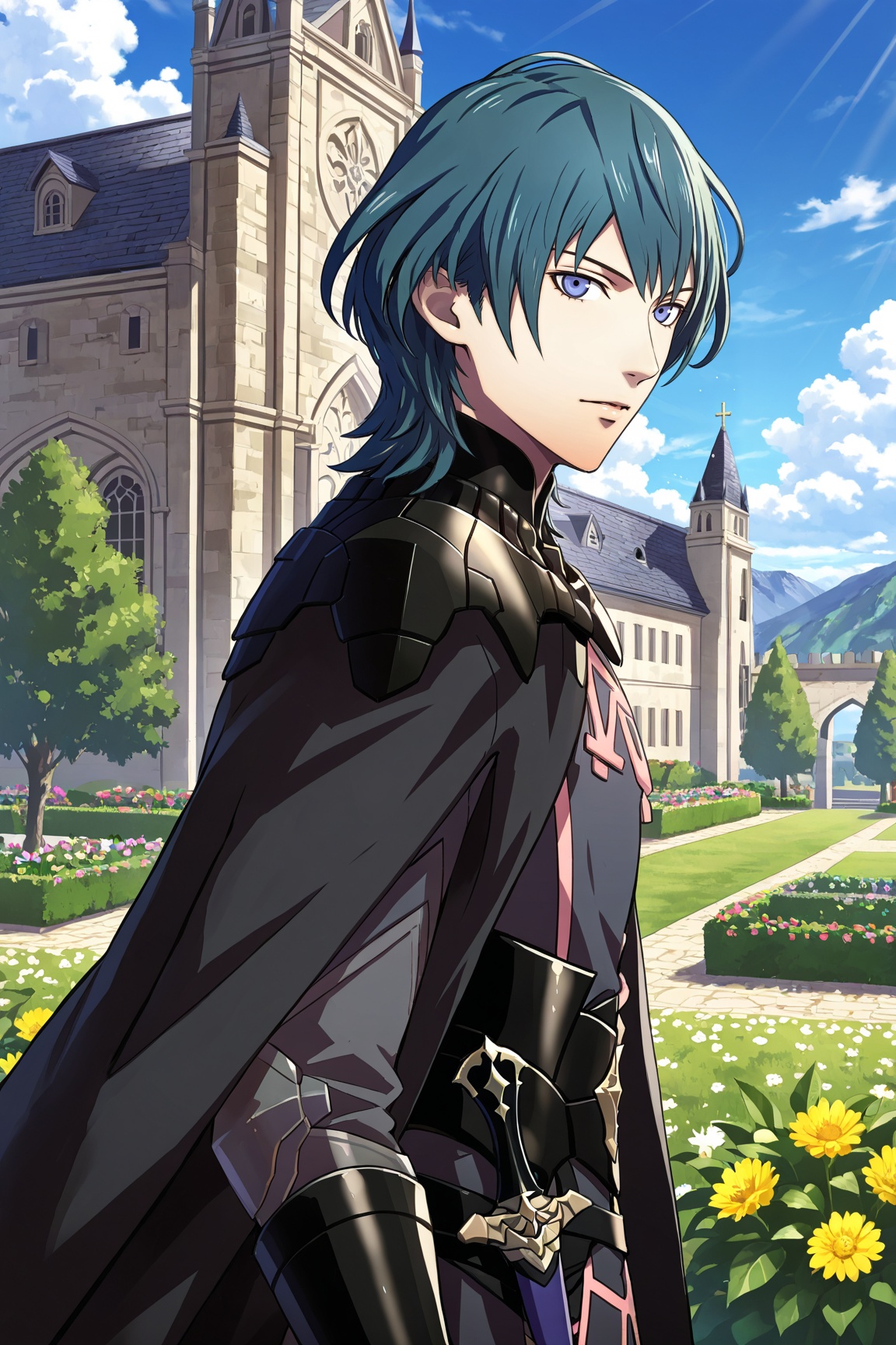 1boy,  byleth \(fire emblem\) \(male\),  blue hair on Tensor.Art