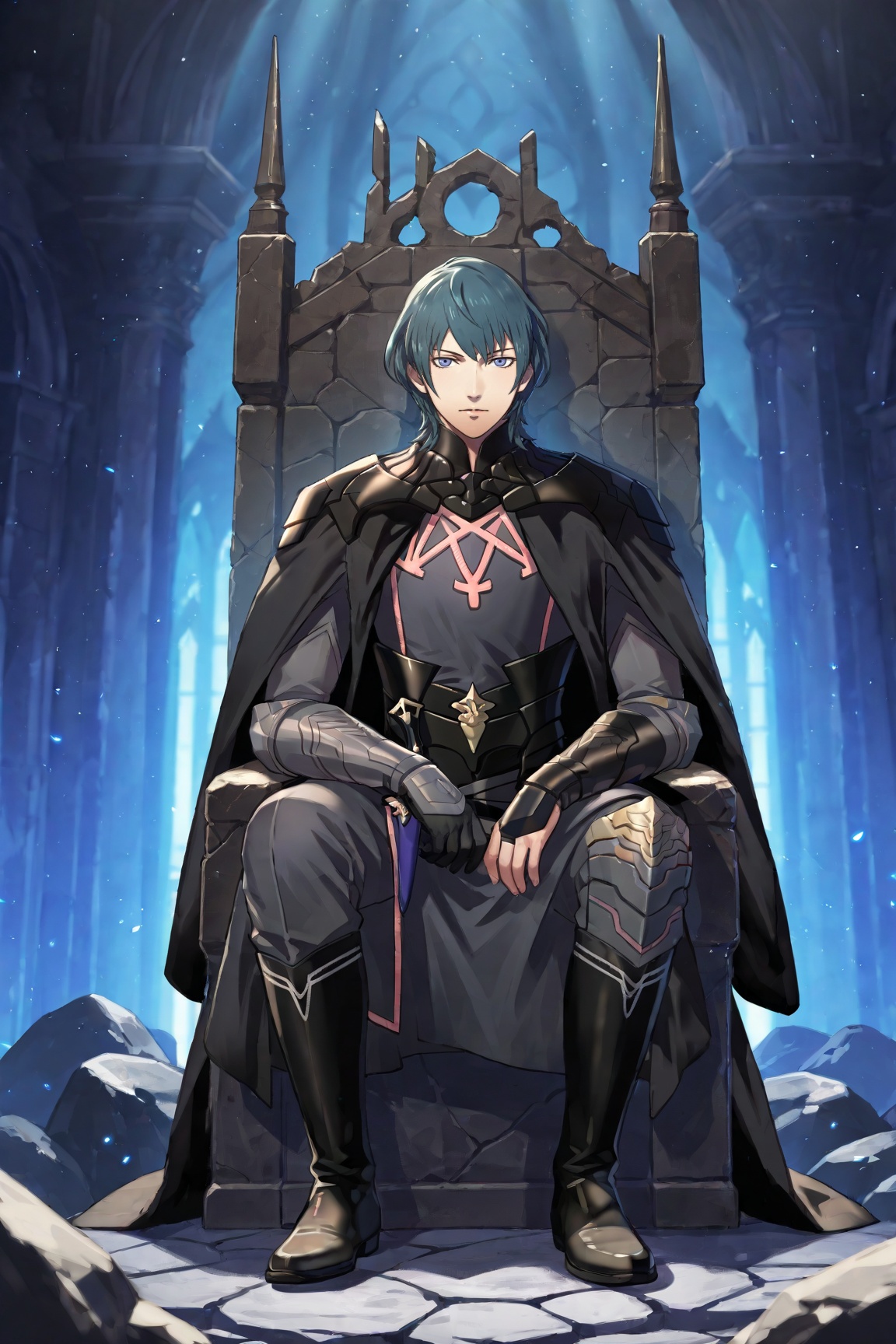 1boy,  byleth \(fire emblem\) \(male\),  blue hair on Tensor.Art