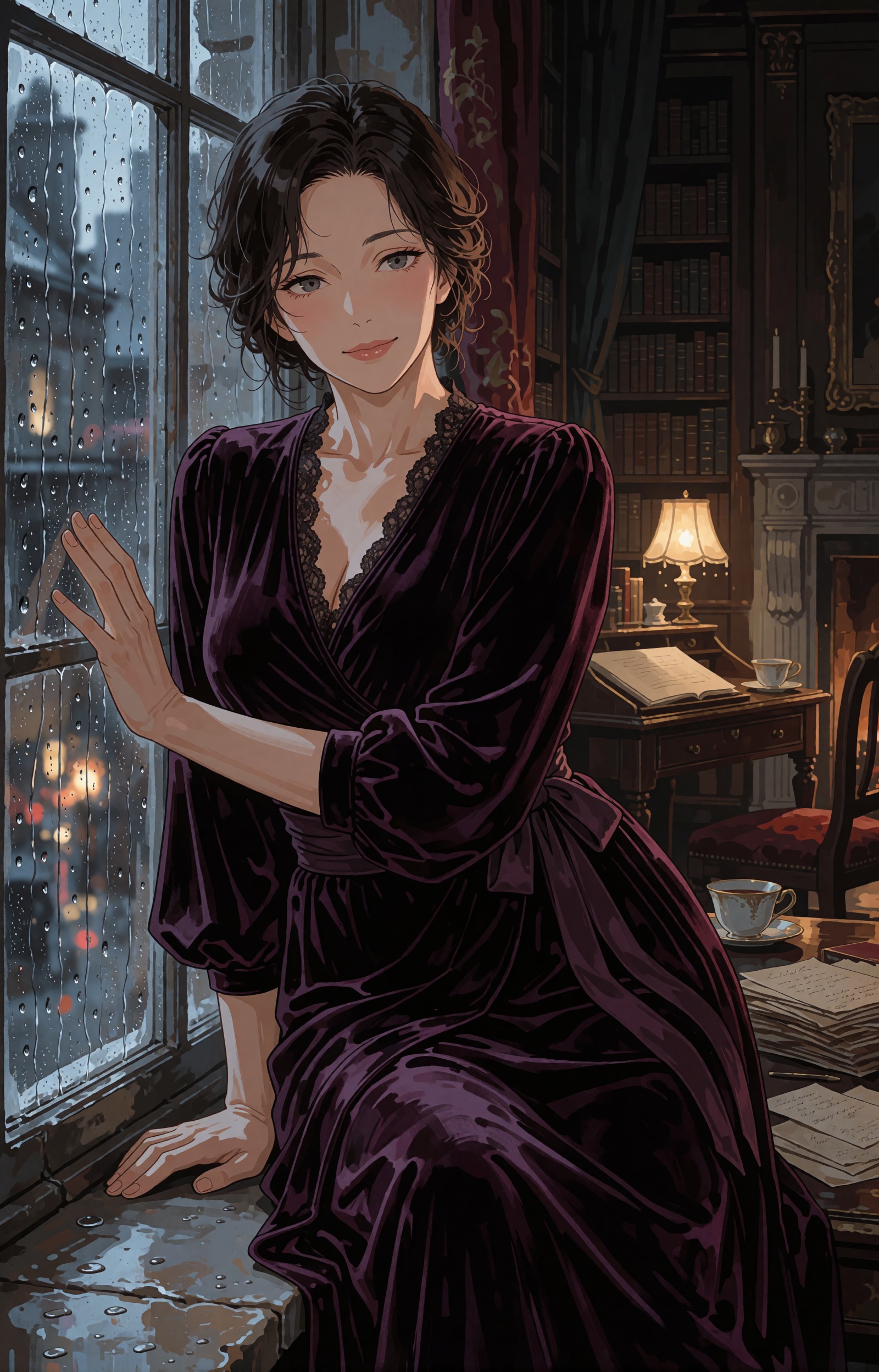 SUBJECT An attractive ***** woman in her early forties with a softly heavy,  feminine build: rounded cheeks,  full hips on...