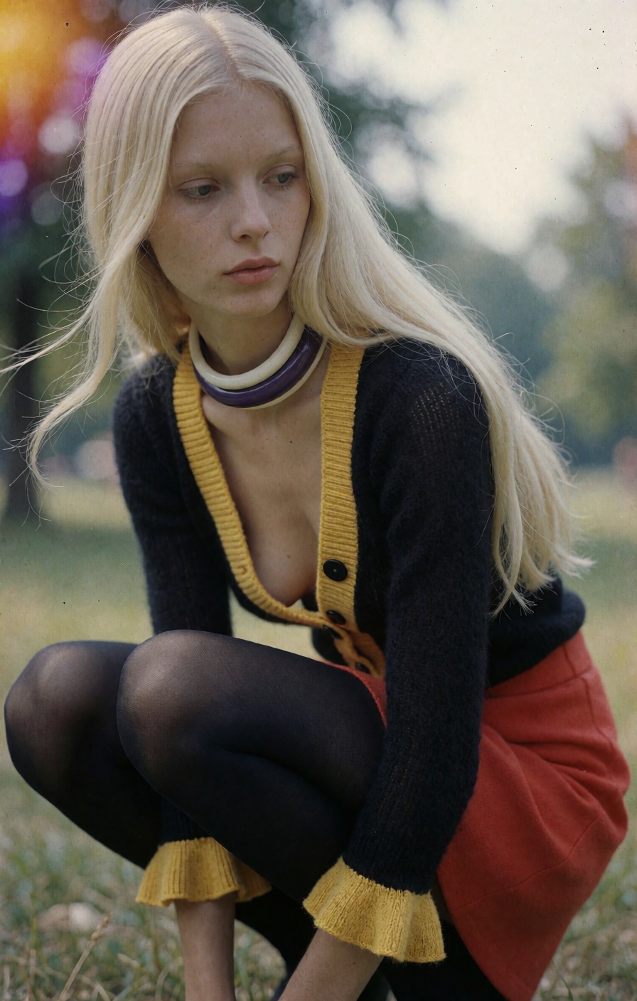 Authentic ******* analogue candid 35mm snapshot,  summer 1971,  taken outdoors on a cheap consumer camera like a Kodak Ins...