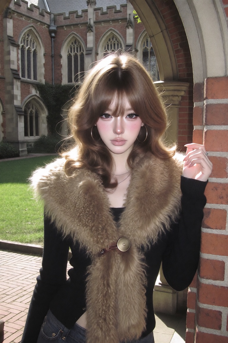 character: 1woman,  solo hair: medium-length warm light brown hair,  soft layered haircut on Tensor.Art
