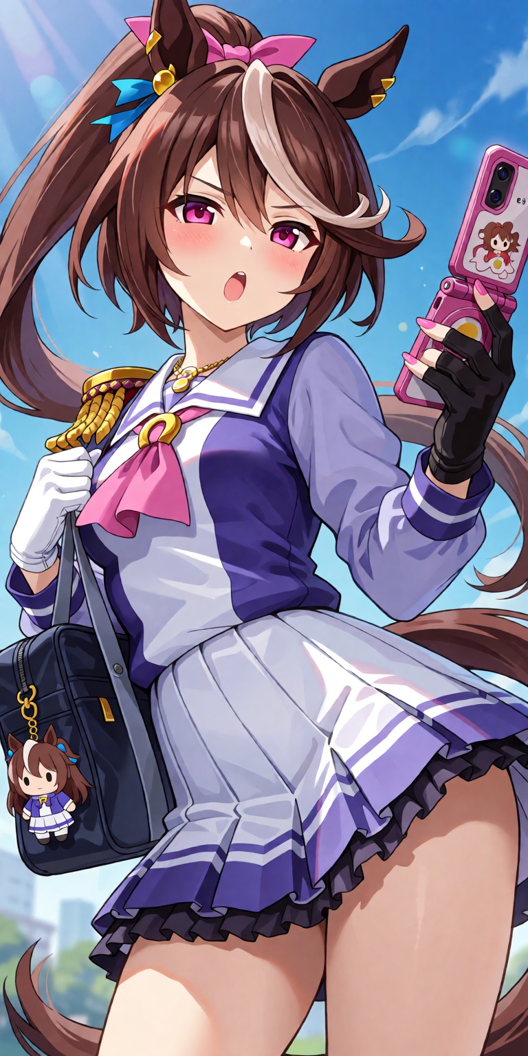 1girl,  solo,  Tokai Teio from Umamusume styled with distinct gyaru flair on Tensor.Art