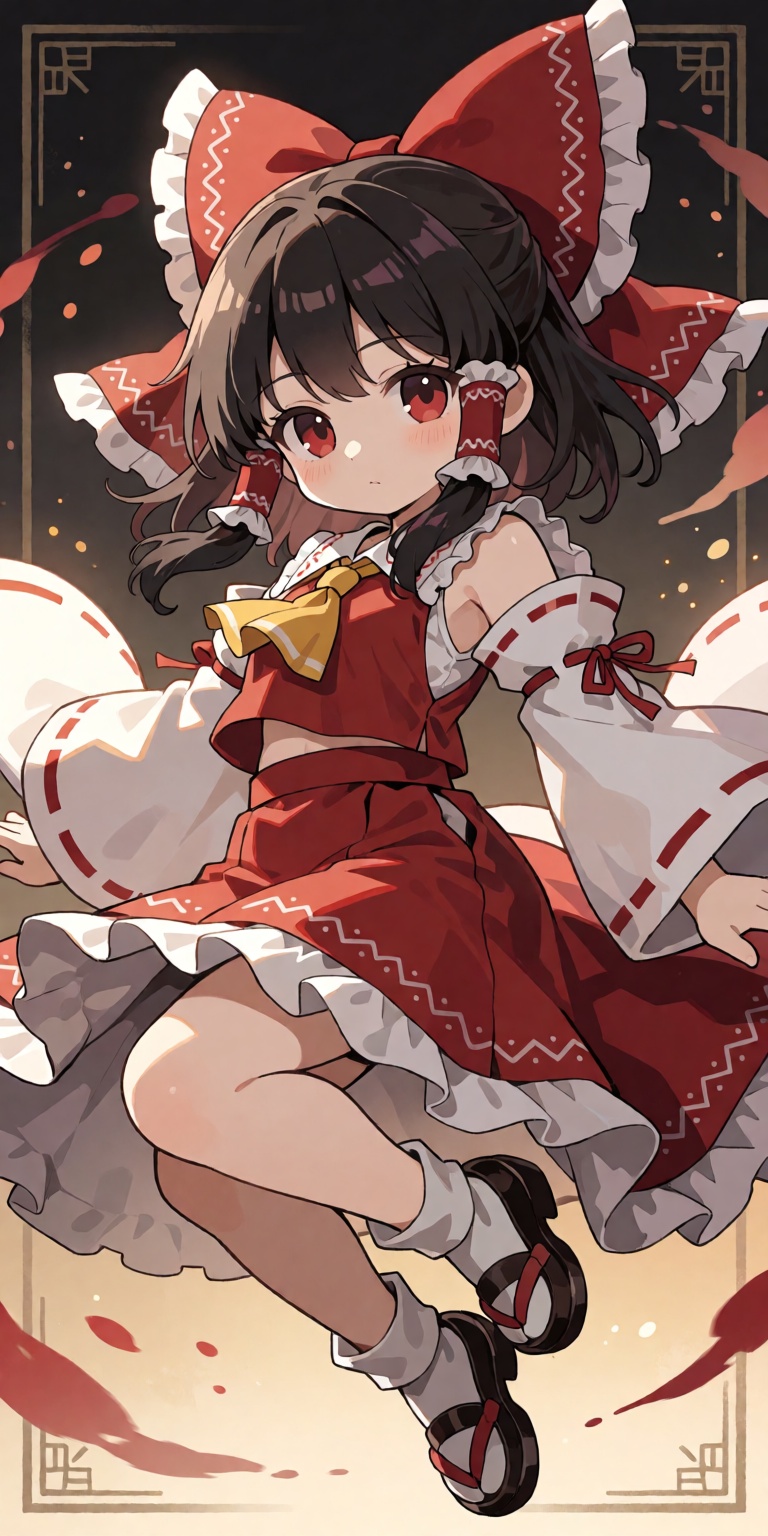 1girl,  solo,  Reimu Hakurei from Touhou Project in a charming chibi style on Tensor.Art