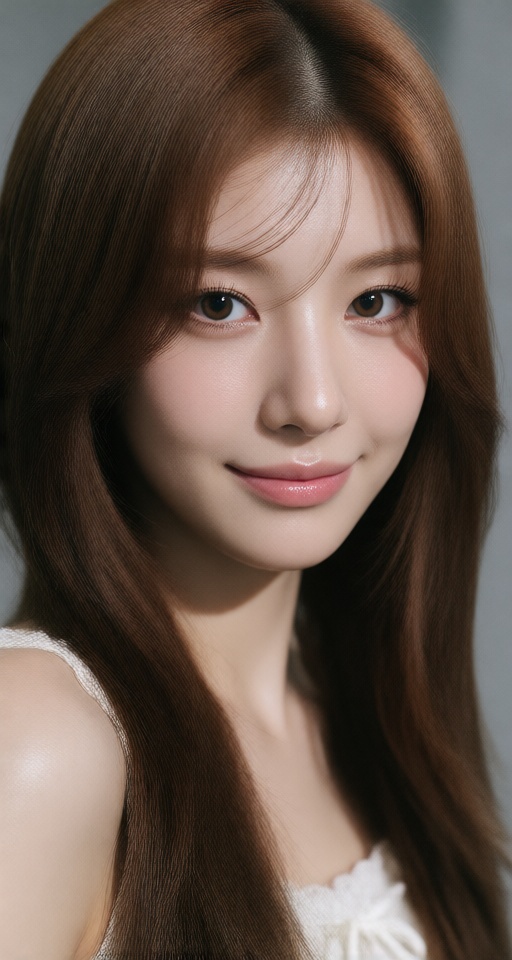 1girl solo long hair looking at viewer smile brown hair brown eyes realistic on Tensor.Art