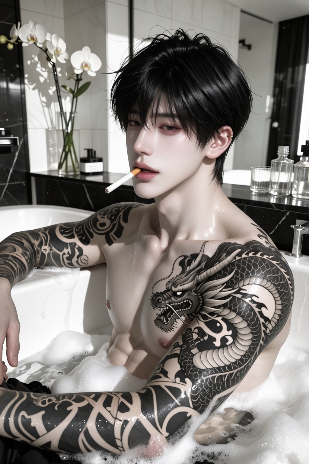 character: ))),  slim athletic masculine physique,  lean defined body on Tensor.Art