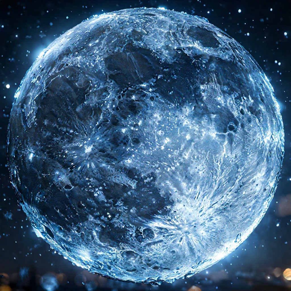frozen glowing full mond in a clear night,  dark background,  realistic on Tensor.Art