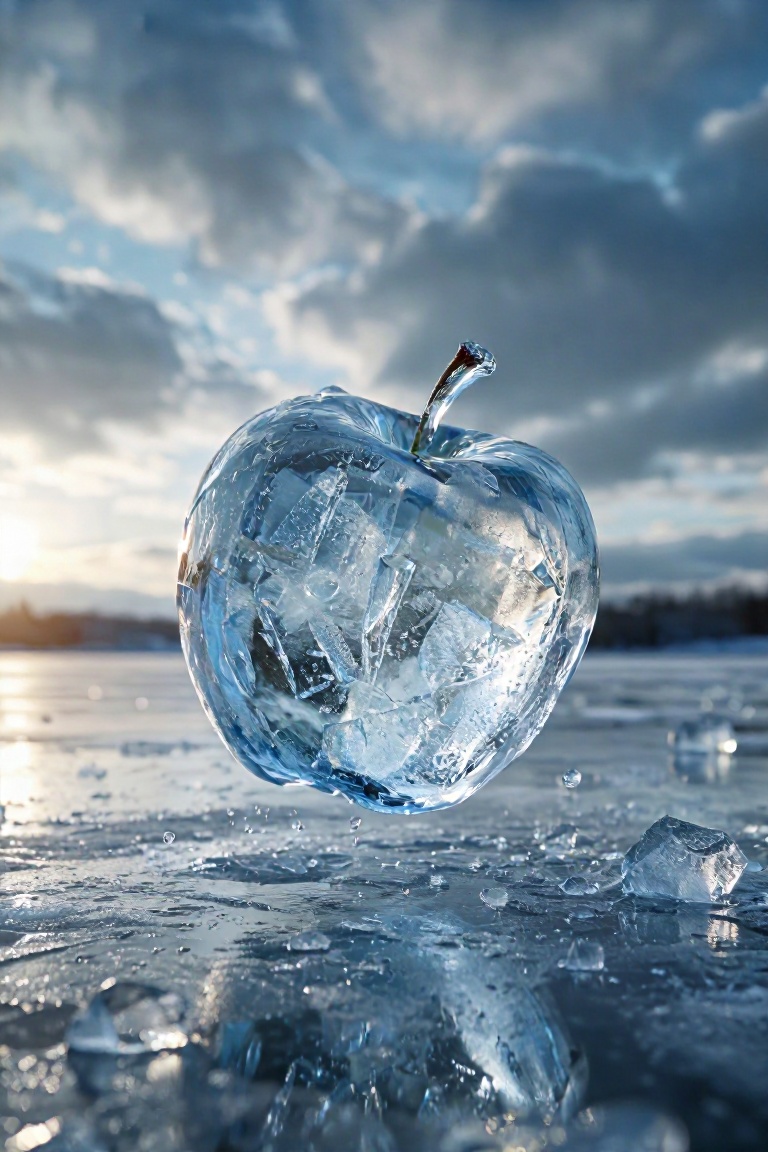 frozen lake,  light sky,  cloudy sky on Tensor.Art