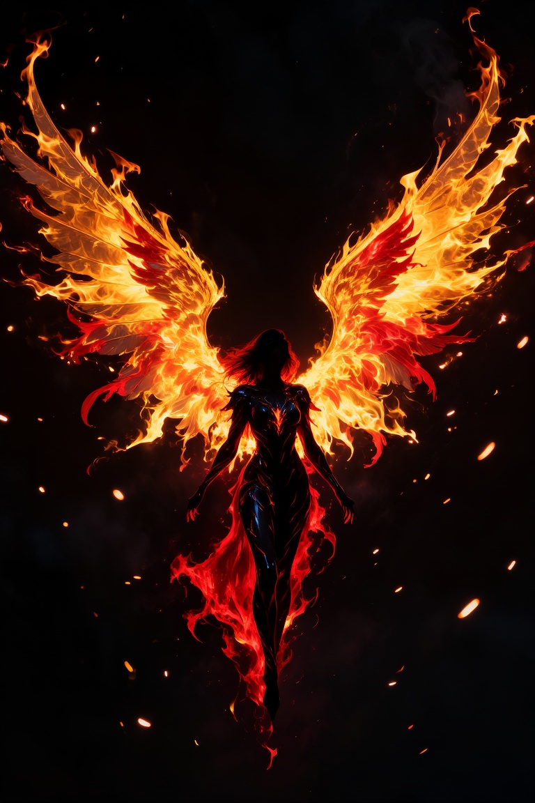 Majestic Angel Wings made out of fire on Tensor.Art