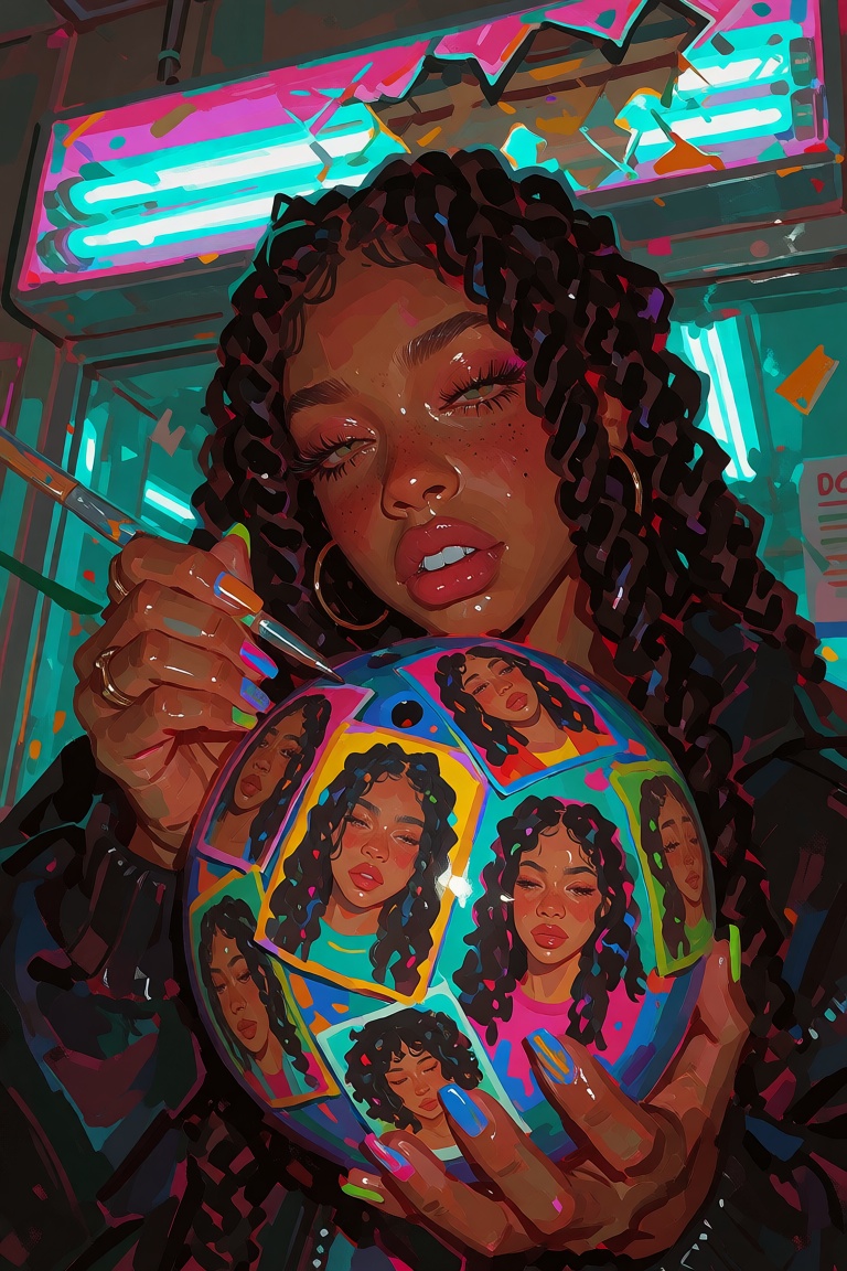 beautiful young ***** with thick waist-length twists,  (((gold tooth))),  sleepy eyes on Tensor.Art