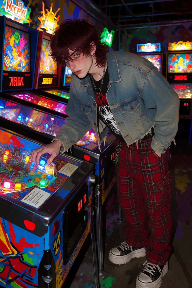 creatorfolk,  gorgeous young ***** man with messy dark auburn hair cut into a mullet,  pale skin on Tensor.Art