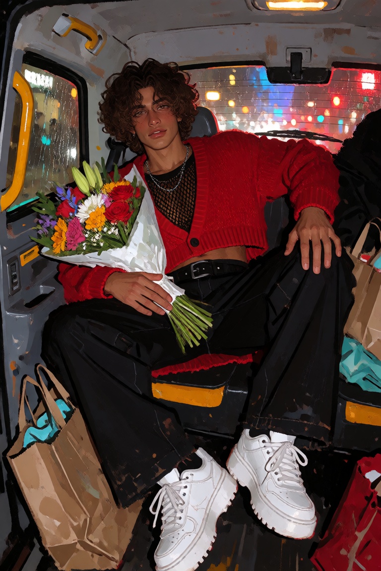 creatorfolk,  gorgeous young ***** man with enormous soft brown curls,  pale golden skin on Tensor.Art