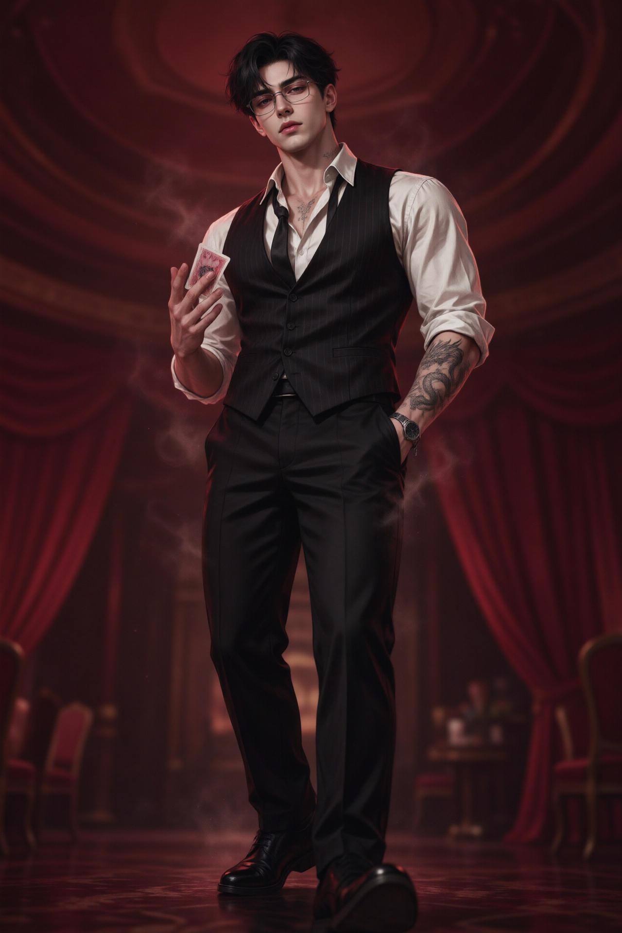 Realistic style. A 23-year-old man,  nerdy look,  199 cm tall on Tensor.Art