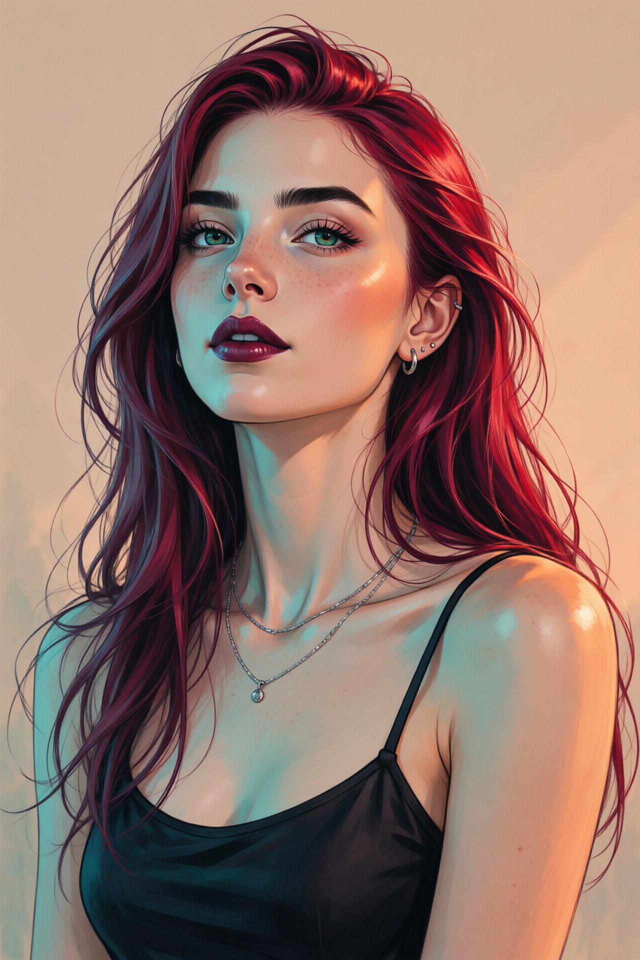 Polished semi-realistic digital illustration,  stylized fantasy portrait,  clean expressive linework on Tensor.Art