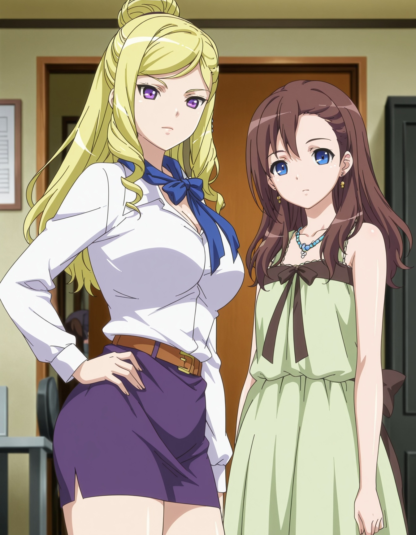 2girls,  cowboy shot,  looking at viewer on Tensor.Art