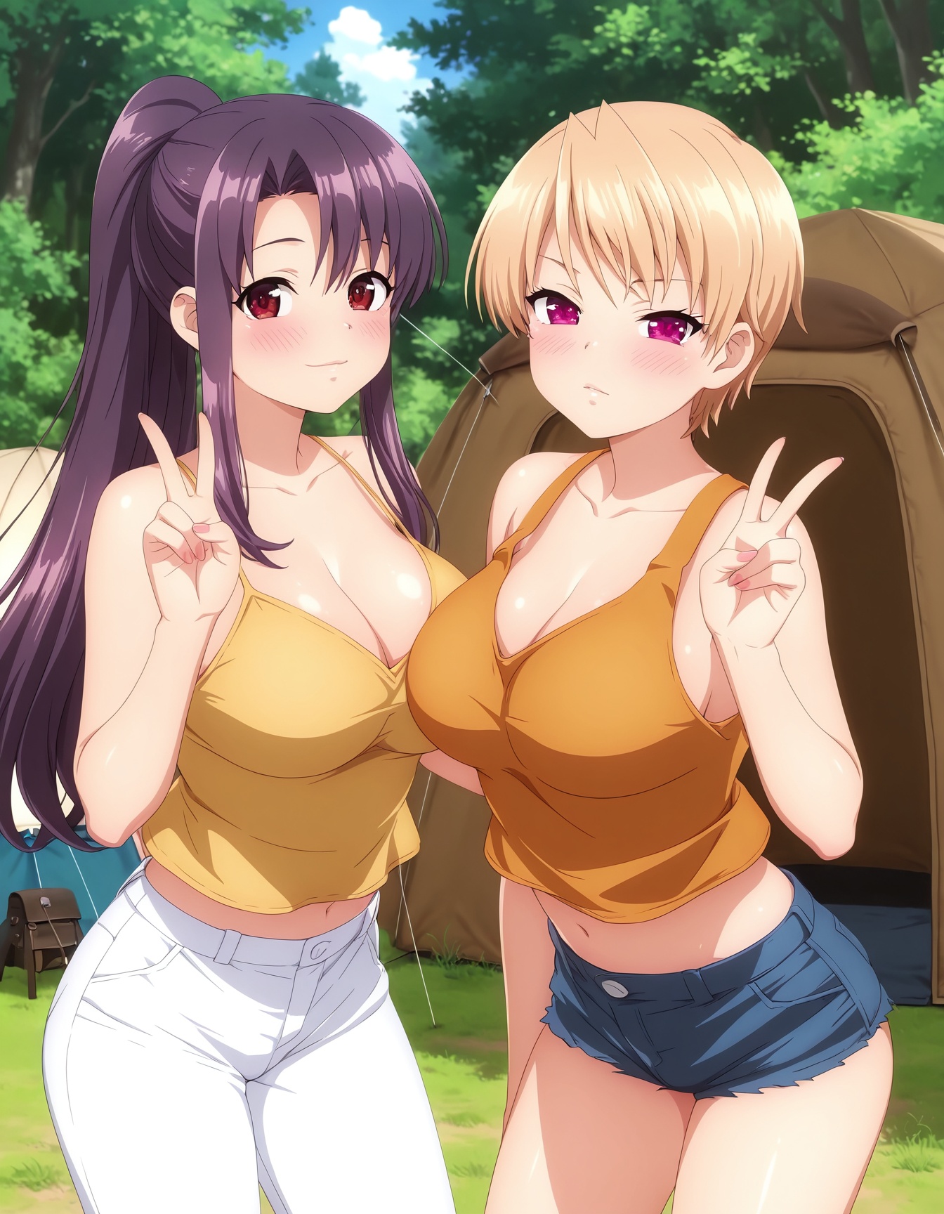 2girls,  cowboy shot,  looking at viewer on Tensor.Art