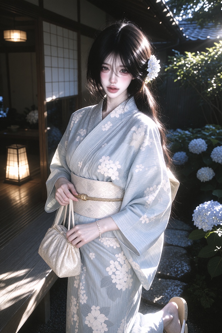 character: ***** young woman,  fair pale skin,  long black hair styled in a loose low ponytail on Tensor.Art