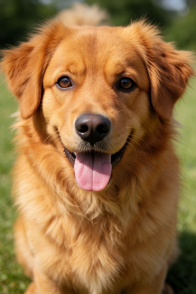 outdoor,  front view,  fluffy orange dog on Tensor.Art