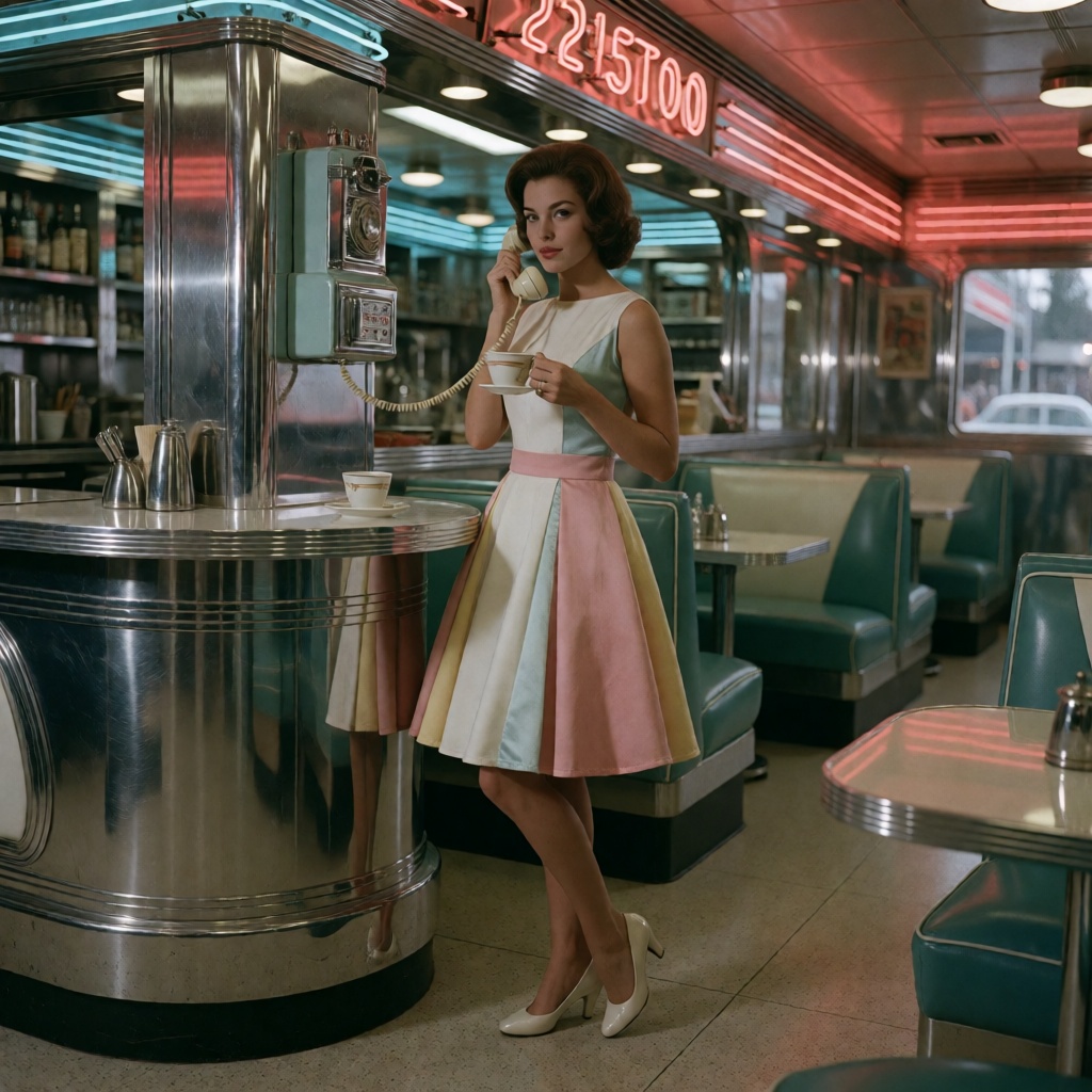 1960s space age retro cinematic photography,  beautiful 27 year old woman,  dominant subject on Tensor.Art