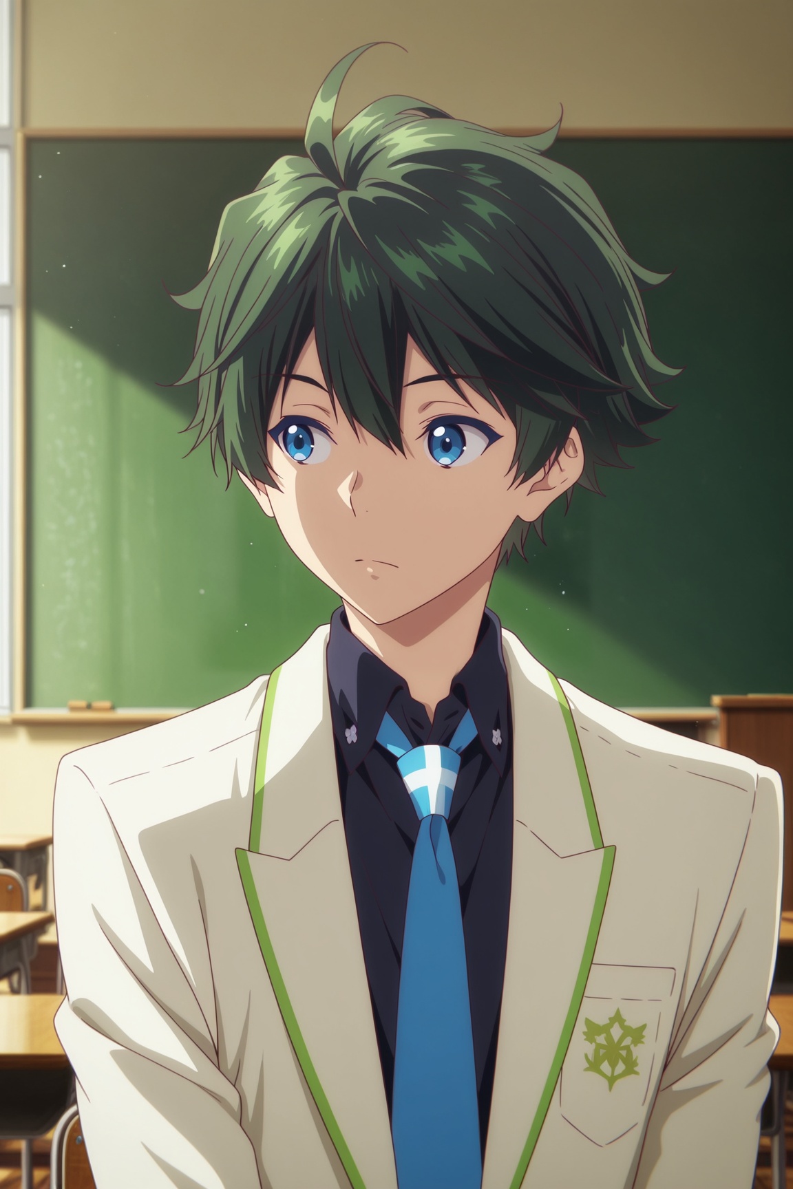 haruhiko ichijo,  green hair,  blue eyes on Tensor.Art