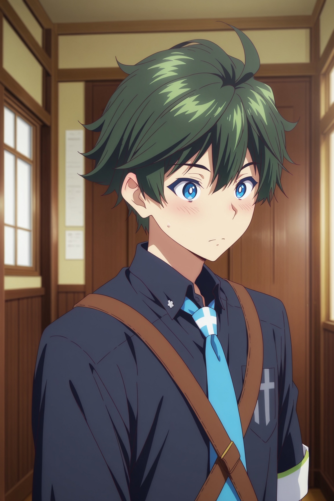 haruhiko ichijo,  green hair,  blue eyes on Tensor.Art