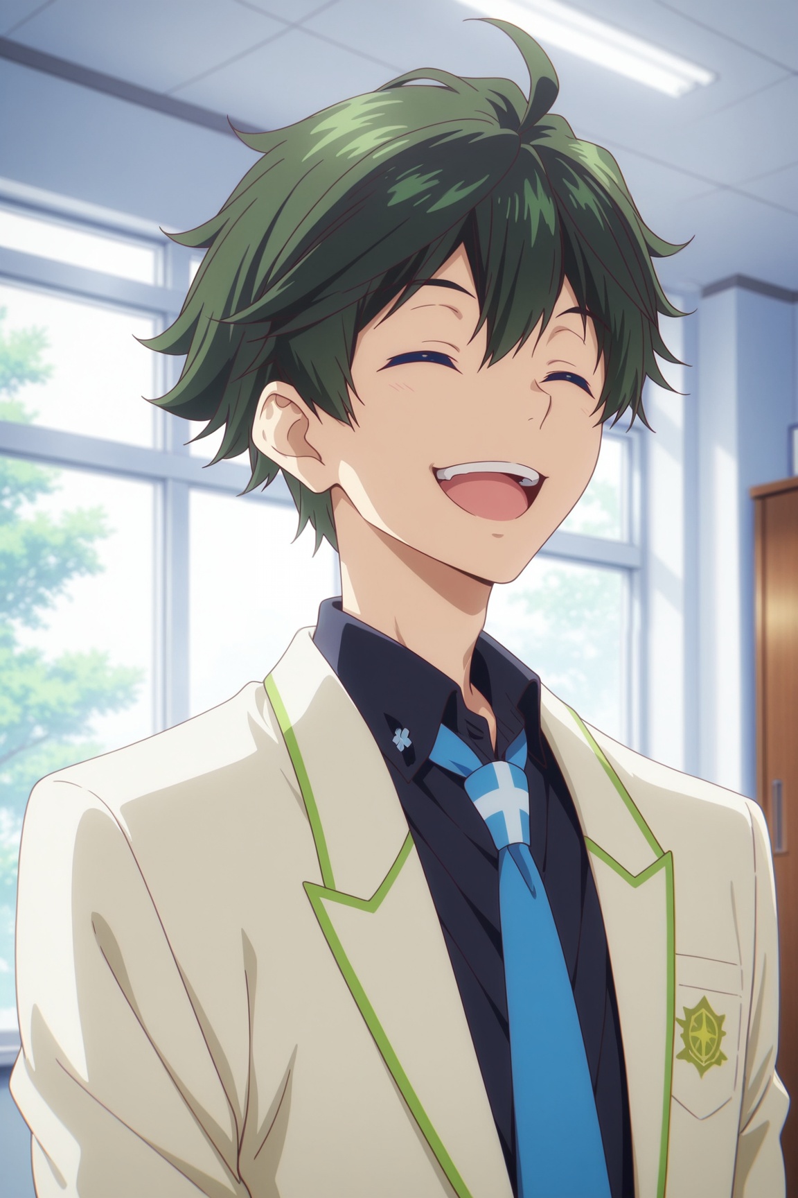 haruhiko ichijo,  green hair,  blue eyes on Tensor.Art