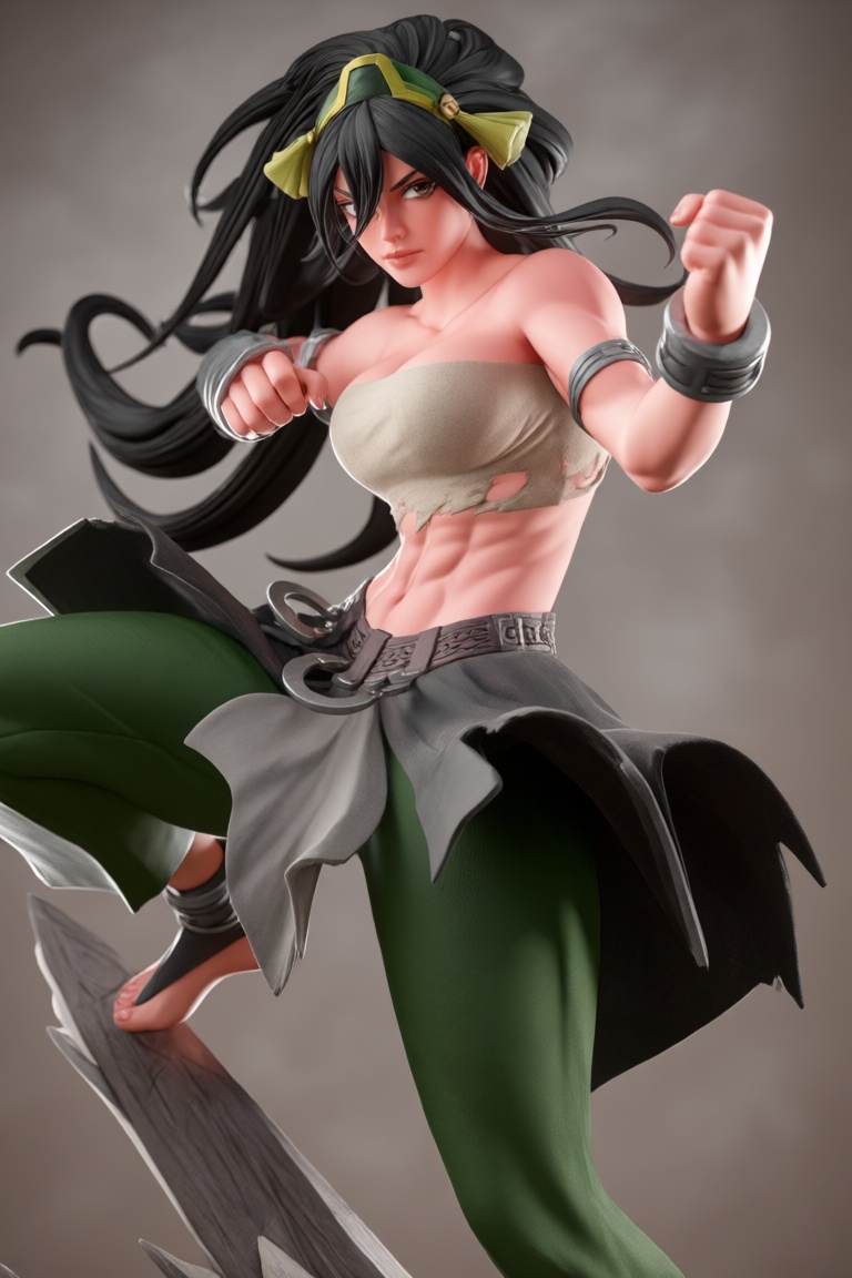 @zbrush_art,  This image depicts a highly detailed 3D-rendered female figure,  likely a character from an anime or video g...