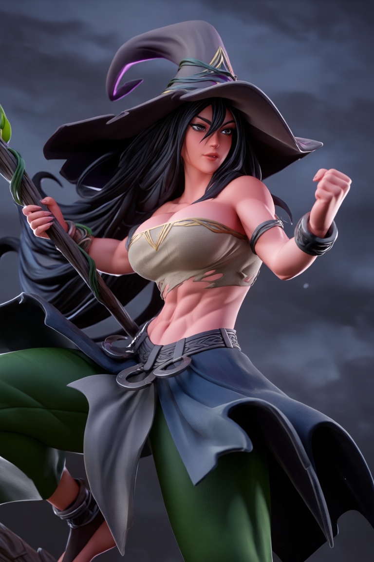 @zbrush_art,  This image depicts a highly detailed 3D-rendered female figure,  likely a character from an anime or video g...