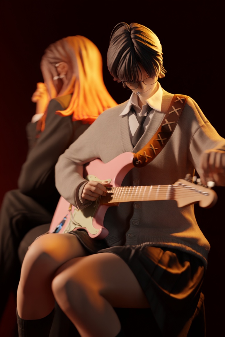 @zbrush_art,  The image depicts two characters,  likely from an anime or manga on Tensor.Art
