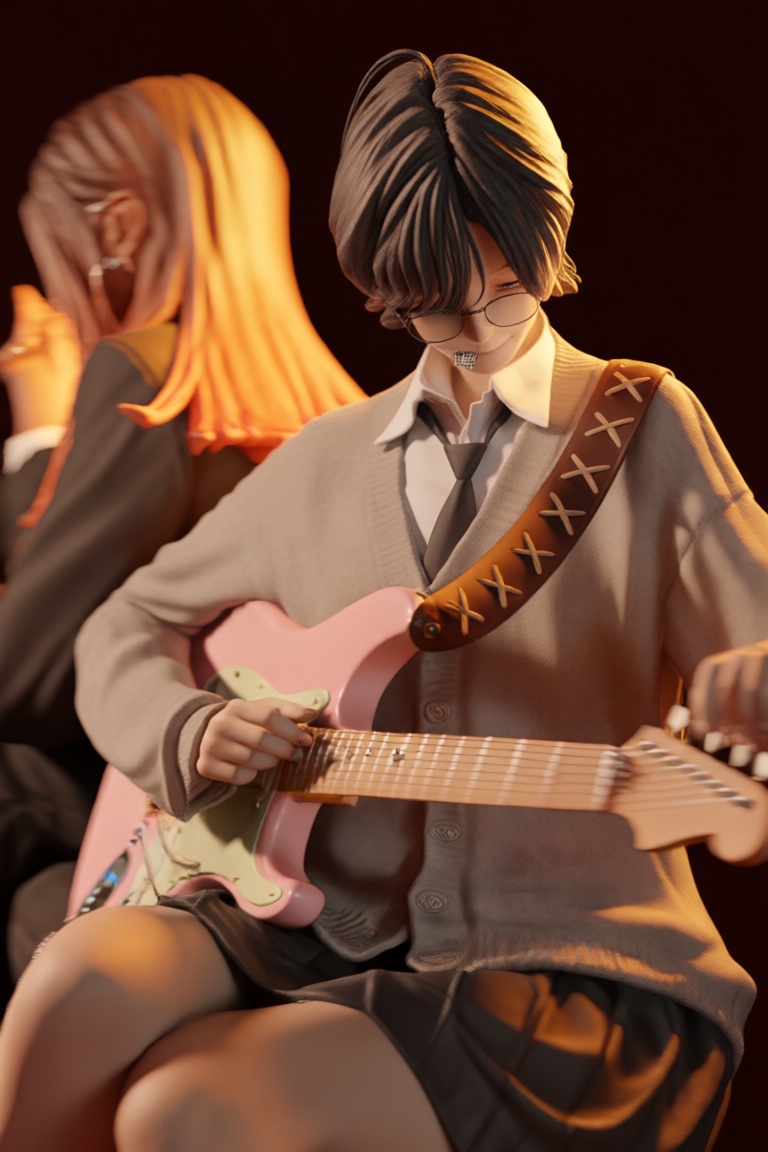 @zbrush_art,  The image depicts two characters,  likely from an anime or manga on Tensor.Art
