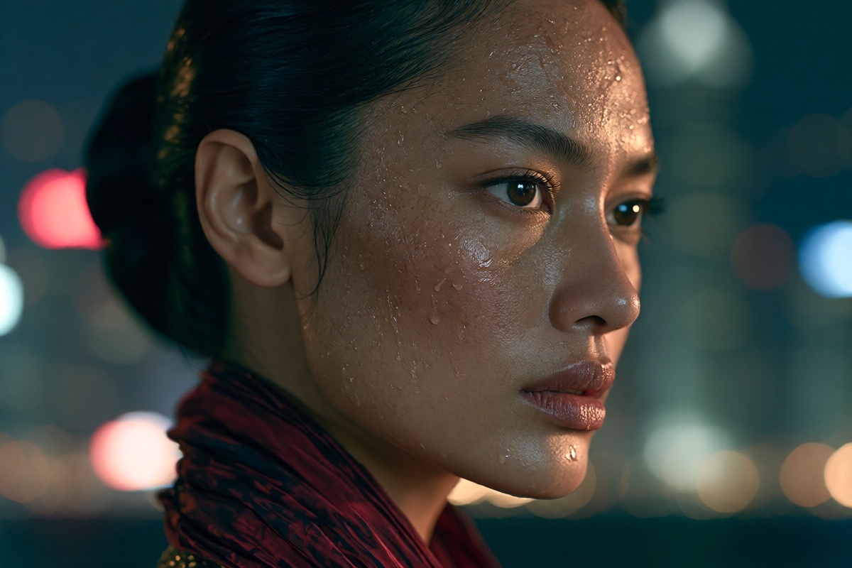 oum4saga,  Extreme close-up macro profile shot,  20 years old aristocratic balinese woman on Tensor.Art