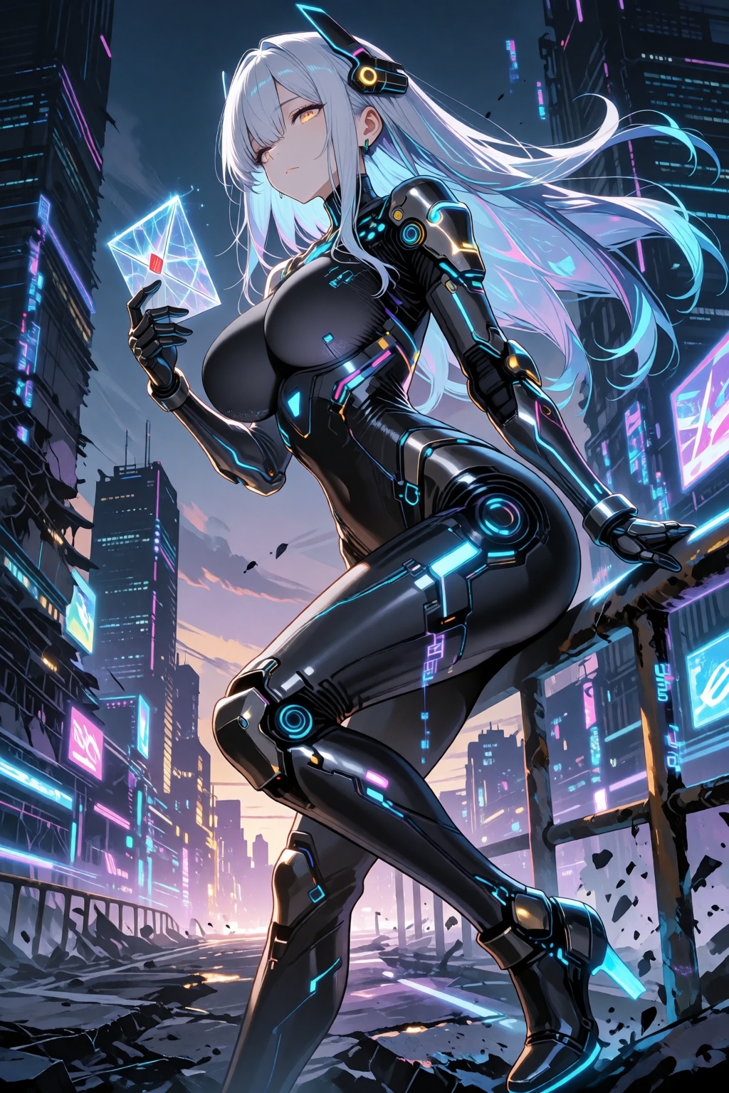 Anime style,  cinematic wide shot,  low-angle three-quarter view on Tensor.Art