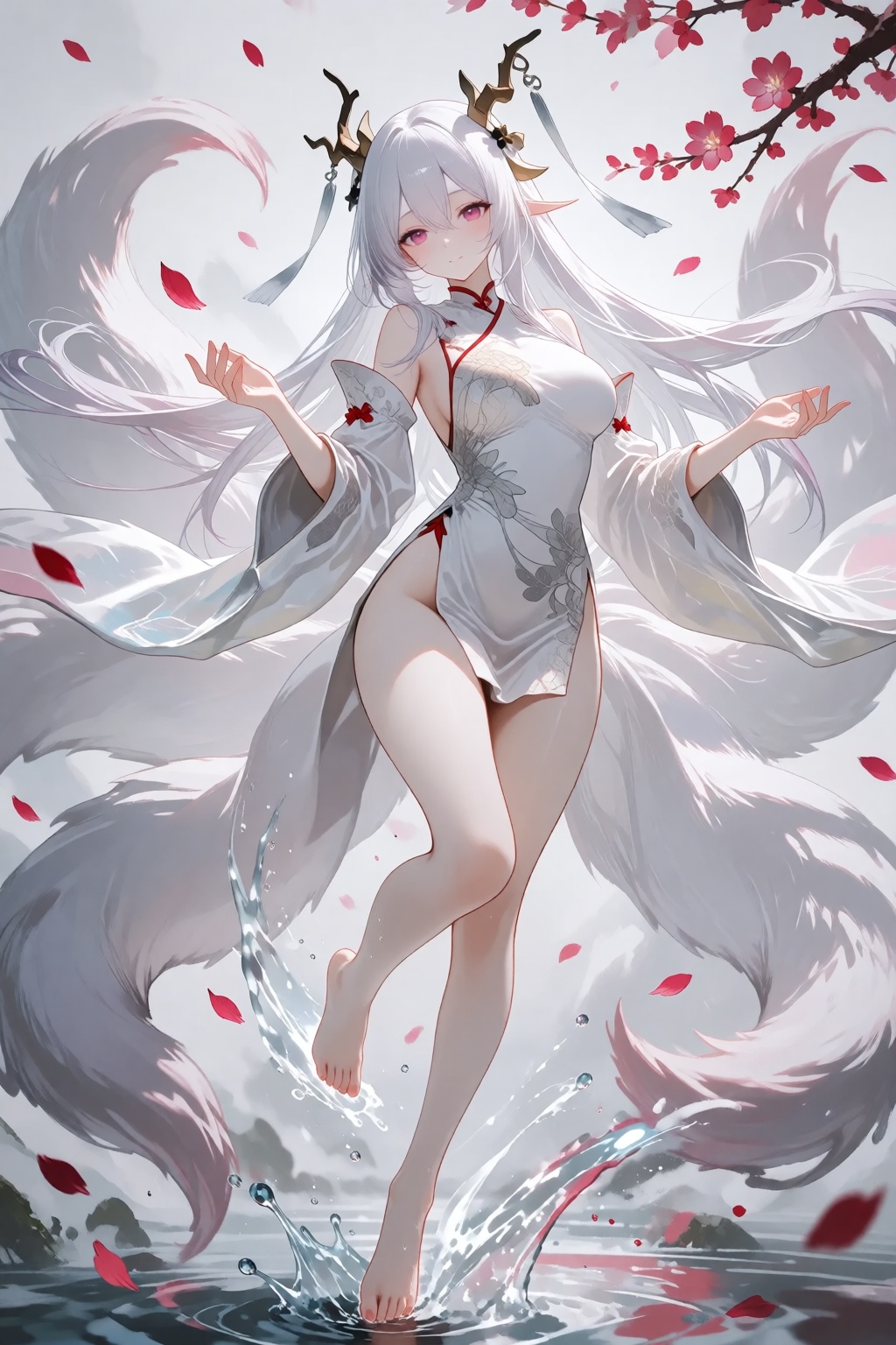 Jinhsi remains completely still in her floating pose. Her face,  body and both hands stay completely frozen in place. Only...