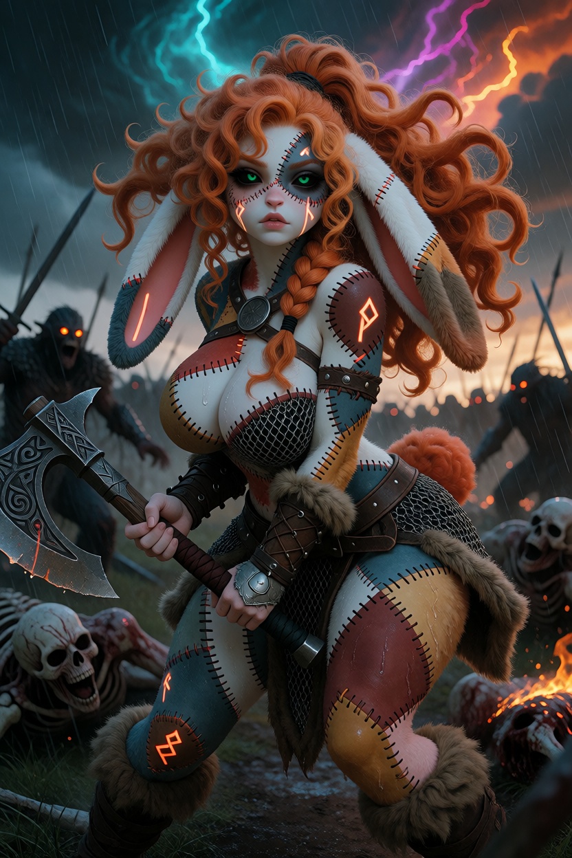 @Willamina,  anthropomorphic plush rabbit girl,  (excessive textured patchwork skin on Tensor.Art