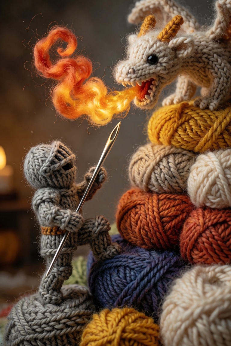 masterpiece,  best quality,  macro tactile 3D knitted yarn diorama on Tensor.Art