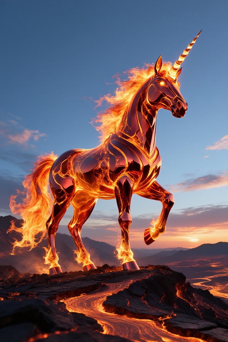 realistic,  unicorn made out of flames,  8k on Tensor.Art