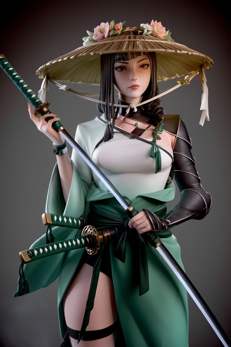 @zbrush_art,  This image features a 3D-rendered character in a stylized,  anime-inspired design. She is dressed in a blend...