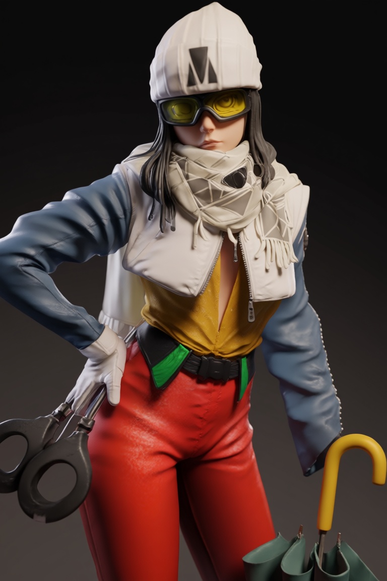 @zbrush_art,  This image features a highly detailed 3D-rendered character,  likely from a video game or digital art projec...