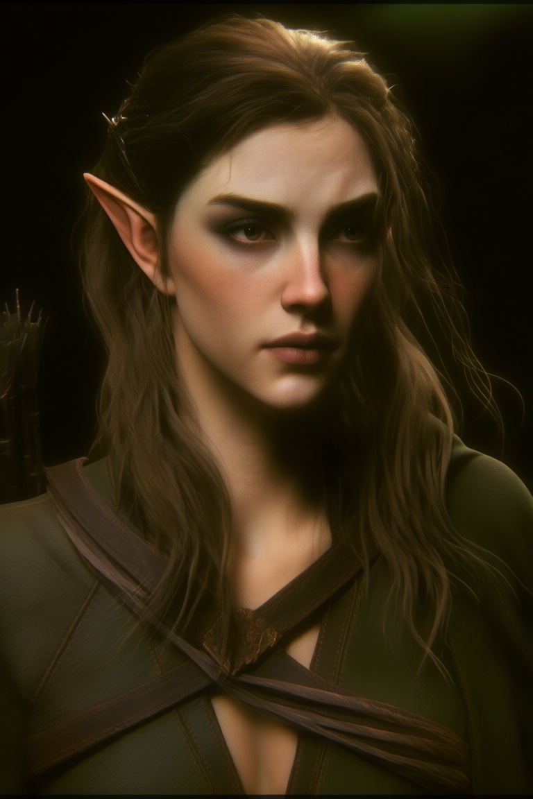 @zbrush_art,  The image depicts a fantasy character with pointed ears,  long wavy hair on Tensor.Art