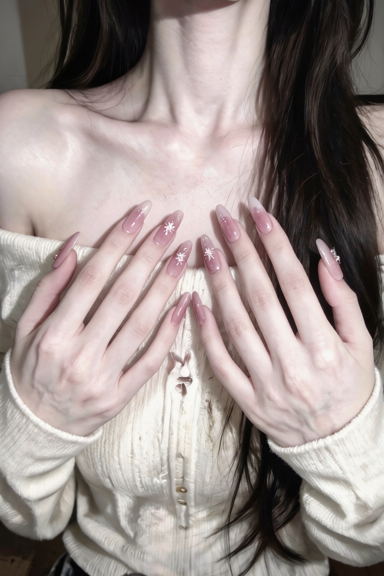 two hands,  hands gently resting on chest,  vnhands_hands on Tensor.Art