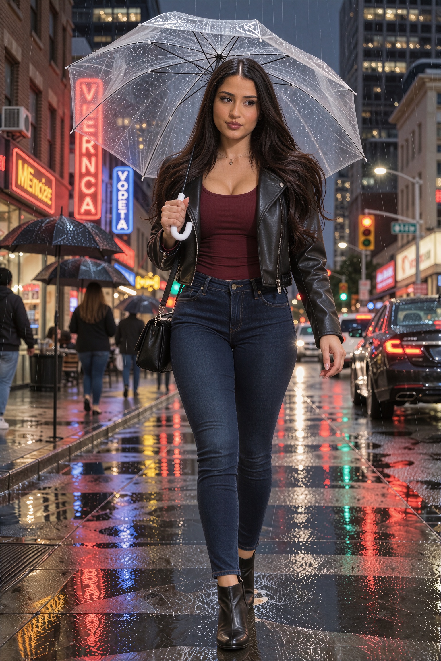 Veronica Mendez,  a 25 year old Mexican female named Veronica Mendez,  she has dark brown eyes. she has long eyelashes. fa...
