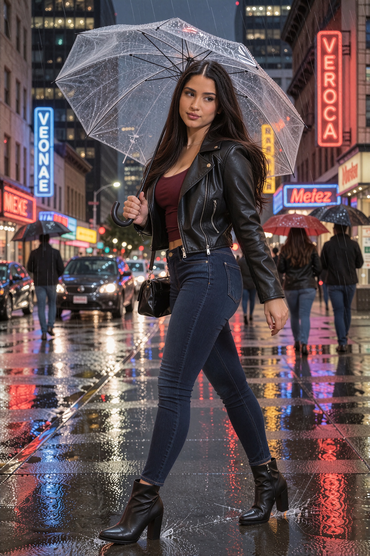 Veronica Mendez,  a 25 year old Mexican female named Veronica Mendez,  she has dark brown eyes. she has long eyelashes. fa...