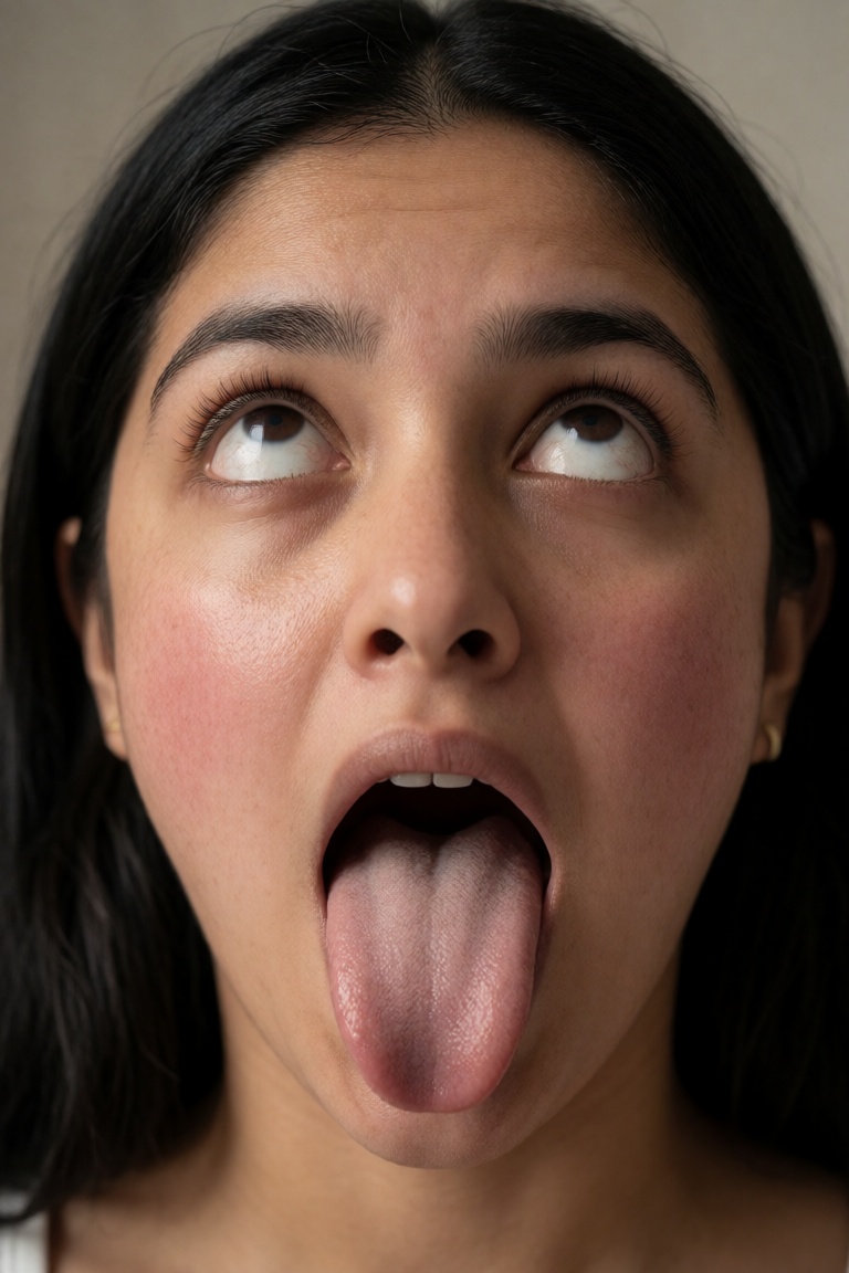 raw photo,  highly detailed,  photorealistic close-up portrait of a young Indian woman with medium warm brown skin showing...
