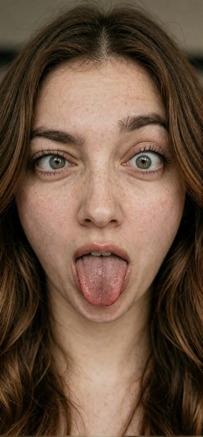 raw photo,  highly detailed,  photorealistic close-up portrait of a young woman with long wavy chestnut-brown hair on Tens...