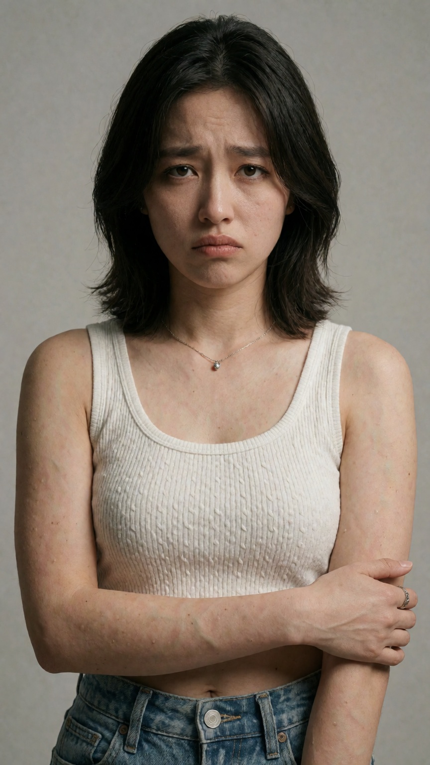 A Y2K style random region modern woman sad face expression on Tensor.Art