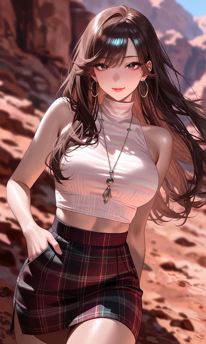 Photorealistic cinematic vertical fashion portrait of a clearly ***** young woman in her early twenties,  around 20 years...