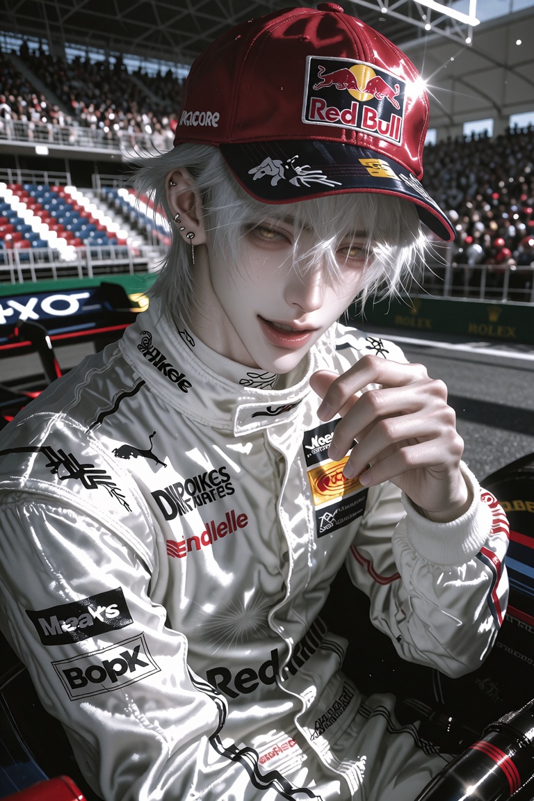 1boy,  young ***** male,  racing driver on Tensor.Art