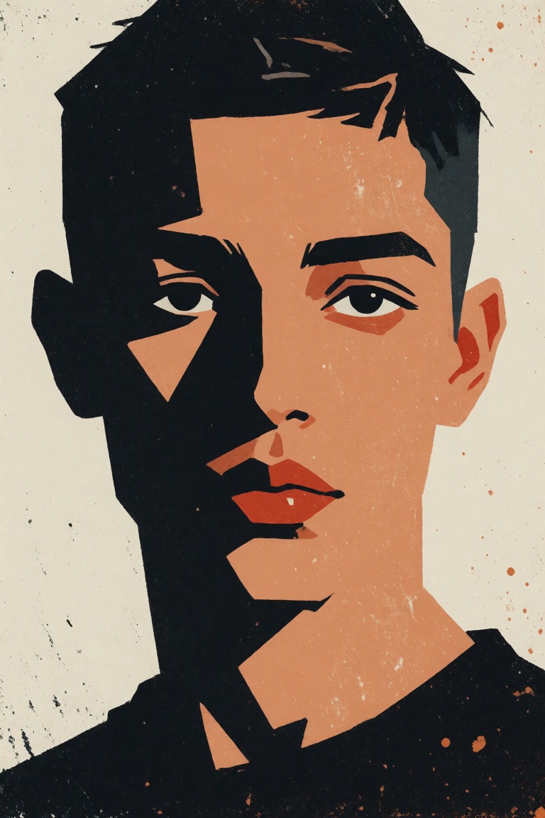 graphic editorial poster illustration,  flattened shapes,  hard-edged shadow blocks on Tensor.Art