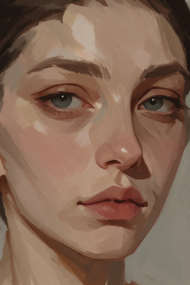 painterly digital illustration,  visible broad brushwork,  simplified skin planes on Tensor.Art