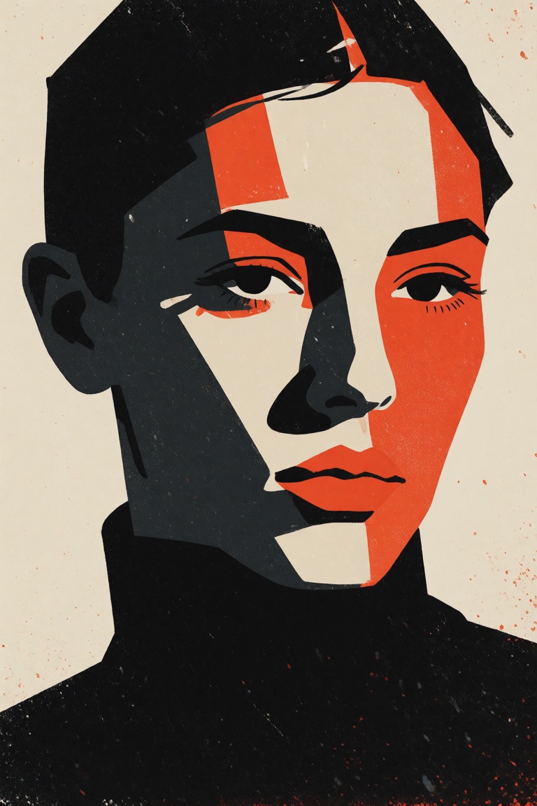 graphic editorial poster illustration,  flattened shapes,  hard-edged shadow blocks on Tensor.Art