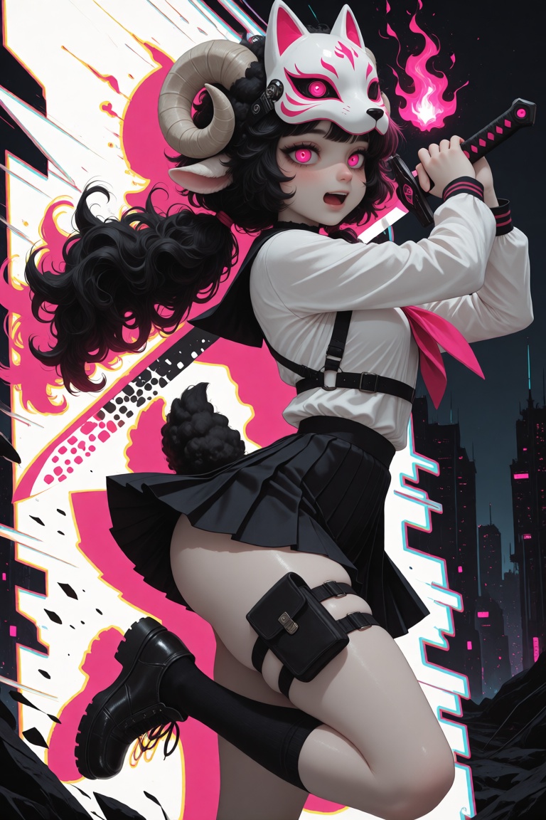 1girl,  anthro sheep girl,  curly black hair on Tensor.Art